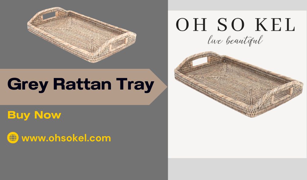 Incorporating Antique Decors into Your Modern Living with Grey Rattan Tray & Vintage Decorative Cowbells